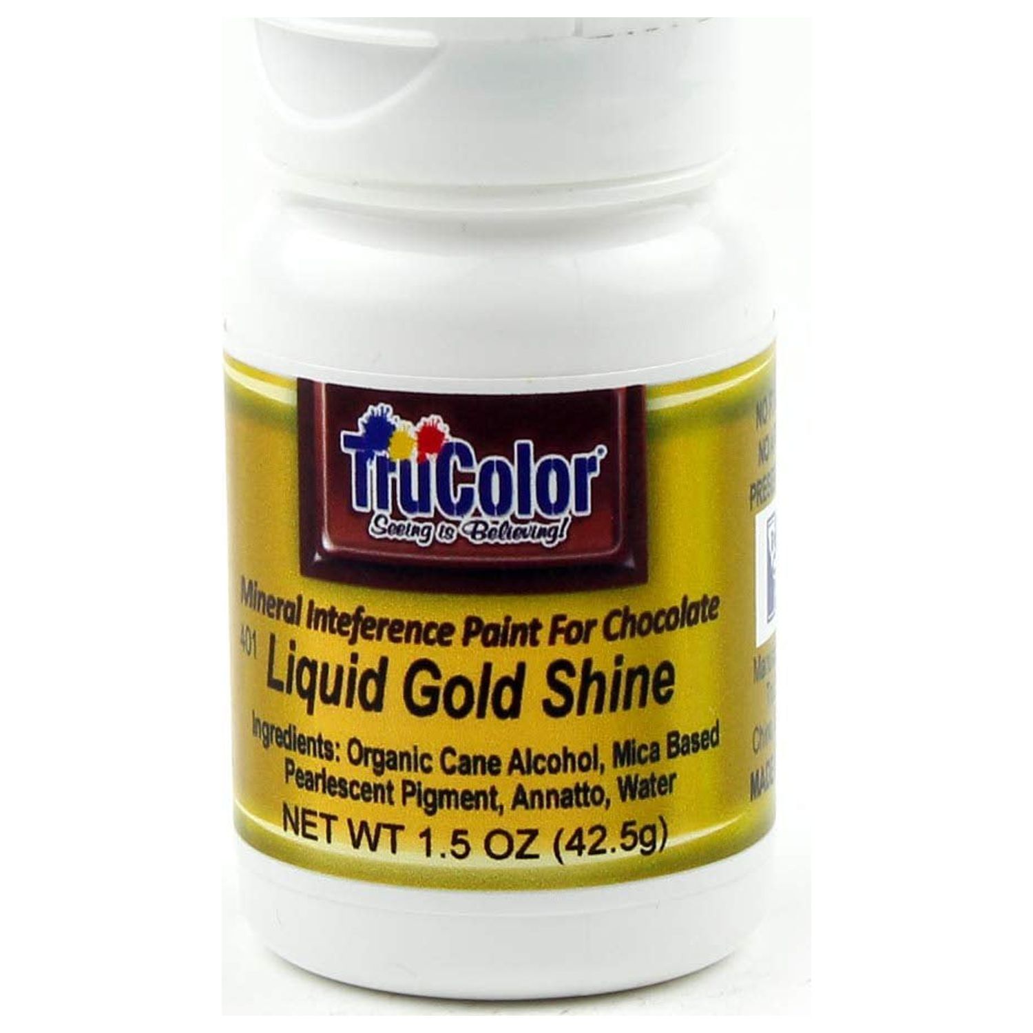 TruColor Liquid Shine 100-Percent-Natural Metallic Gold Food Color